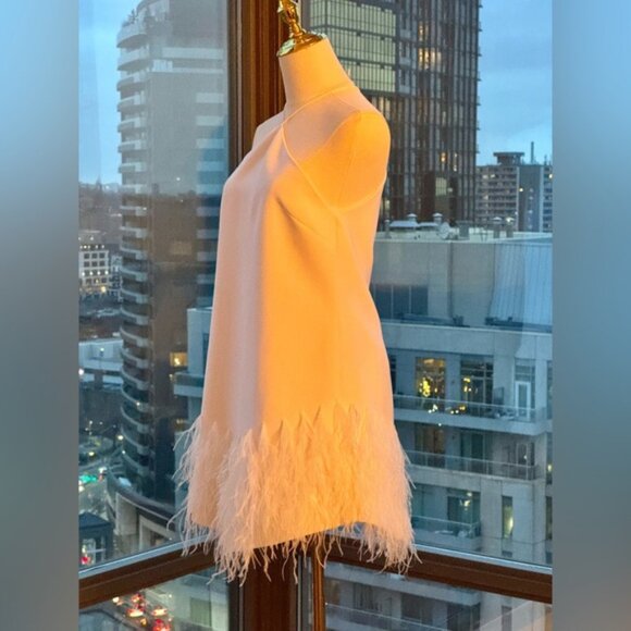 🆕 ALEXIS 🧿 NWOT Bristal Feather Trimmed Mini Dress, White, Sz S - Picture 4 of 16